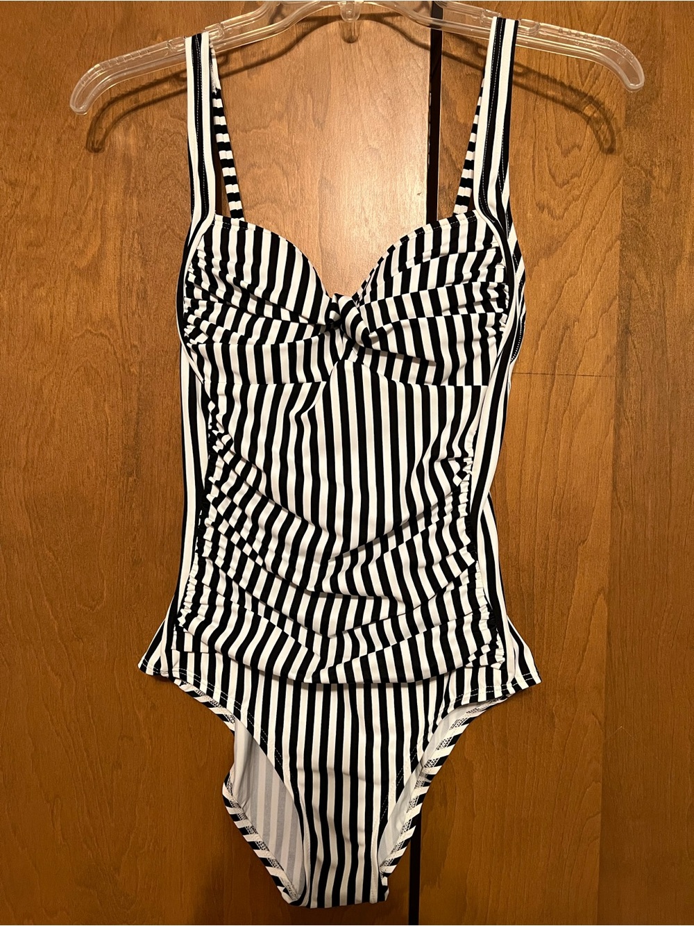 Women’s Black & White Stripe One-Piece Swimsuit - Size 8